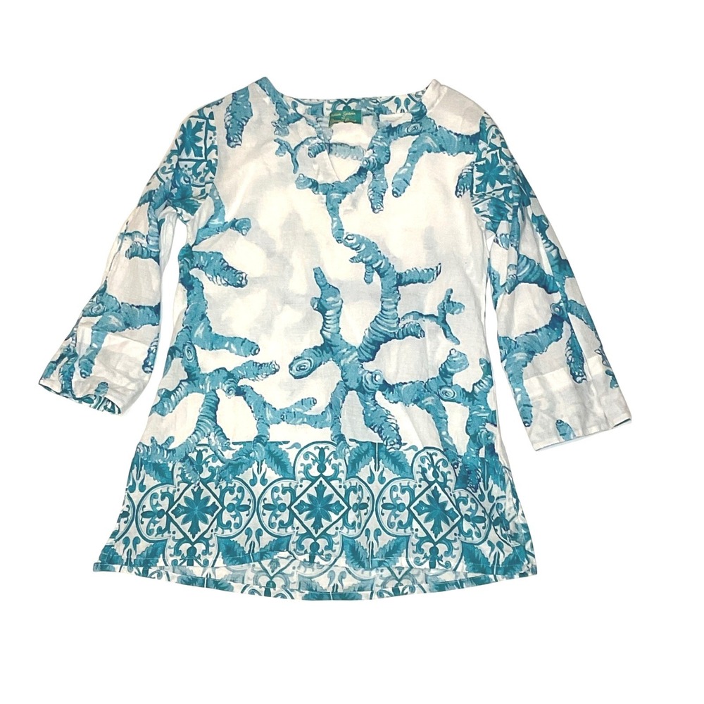 ANTICA SANTORIA women's cotton tunic blouse top lightweight tropical resort 0 XS